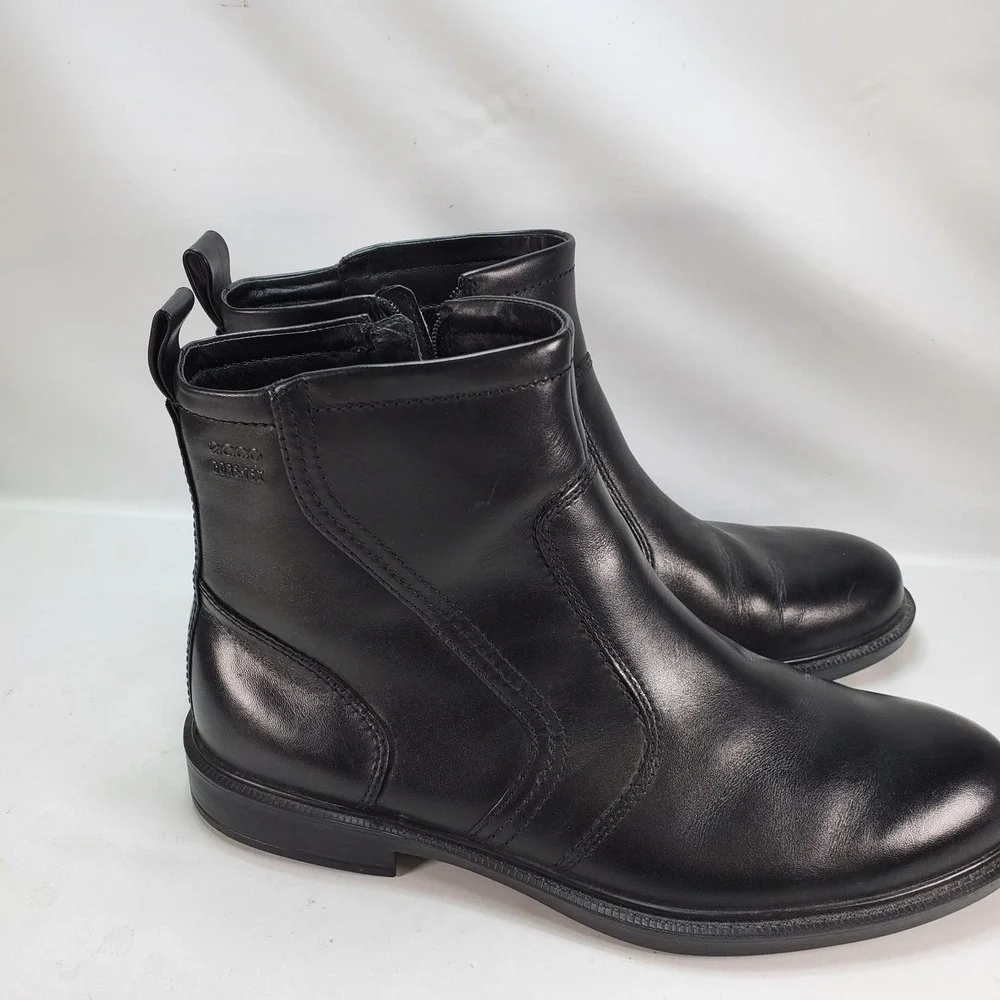 ECCO Chelsea Boots Mens 43 Black Leather‎ Waterproof Side Zip Gore-Tex